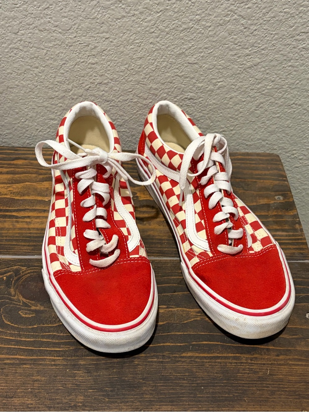 Vans Red and White Checkerboard Low-Top Sneakers - Picture 1 of 4